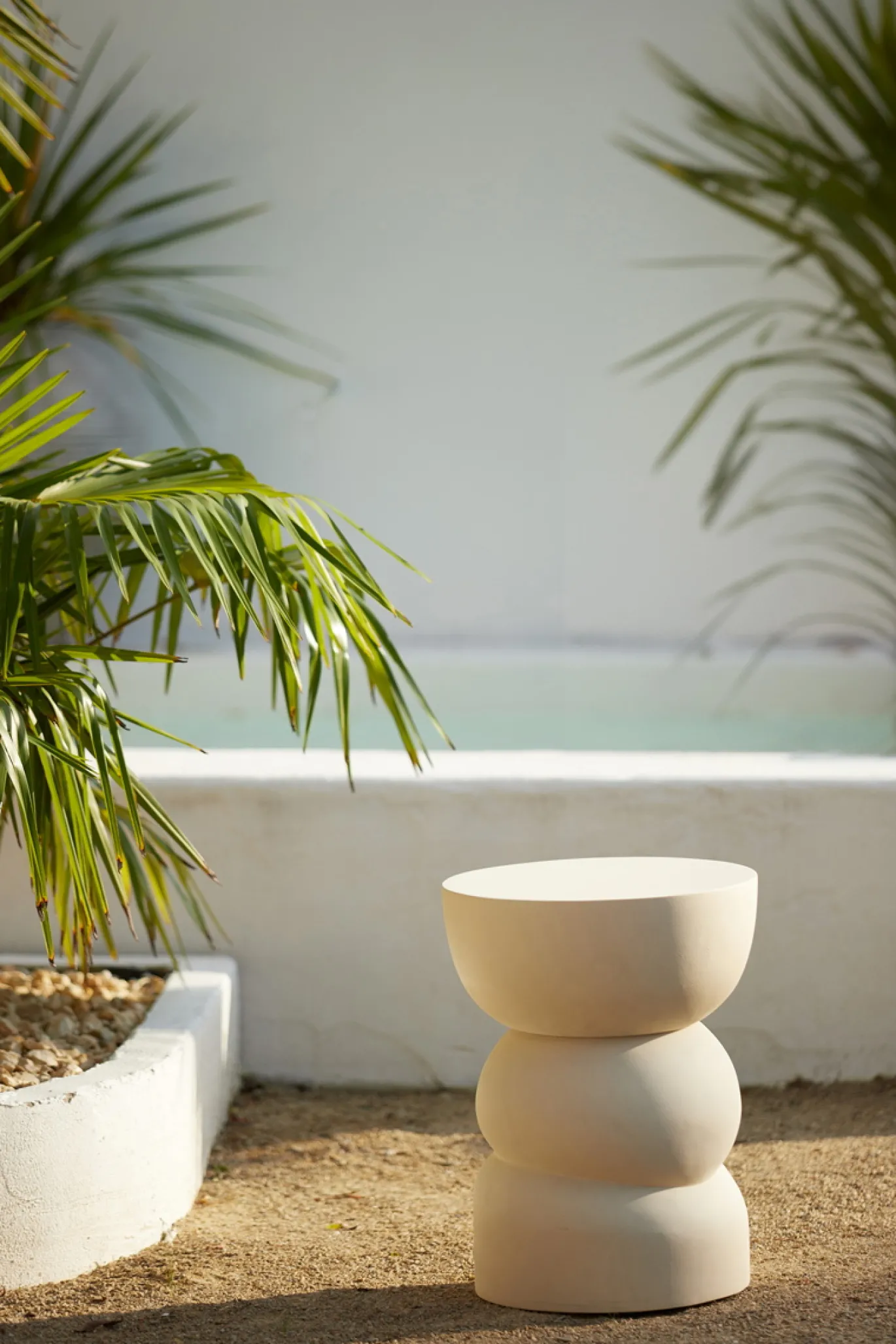 Light & Living Bijzettafel Azalio Mangohout Crème Ø35cm