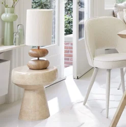 Light & Living Bijzettafel Dakwa Glanzend Zand Ø38cm