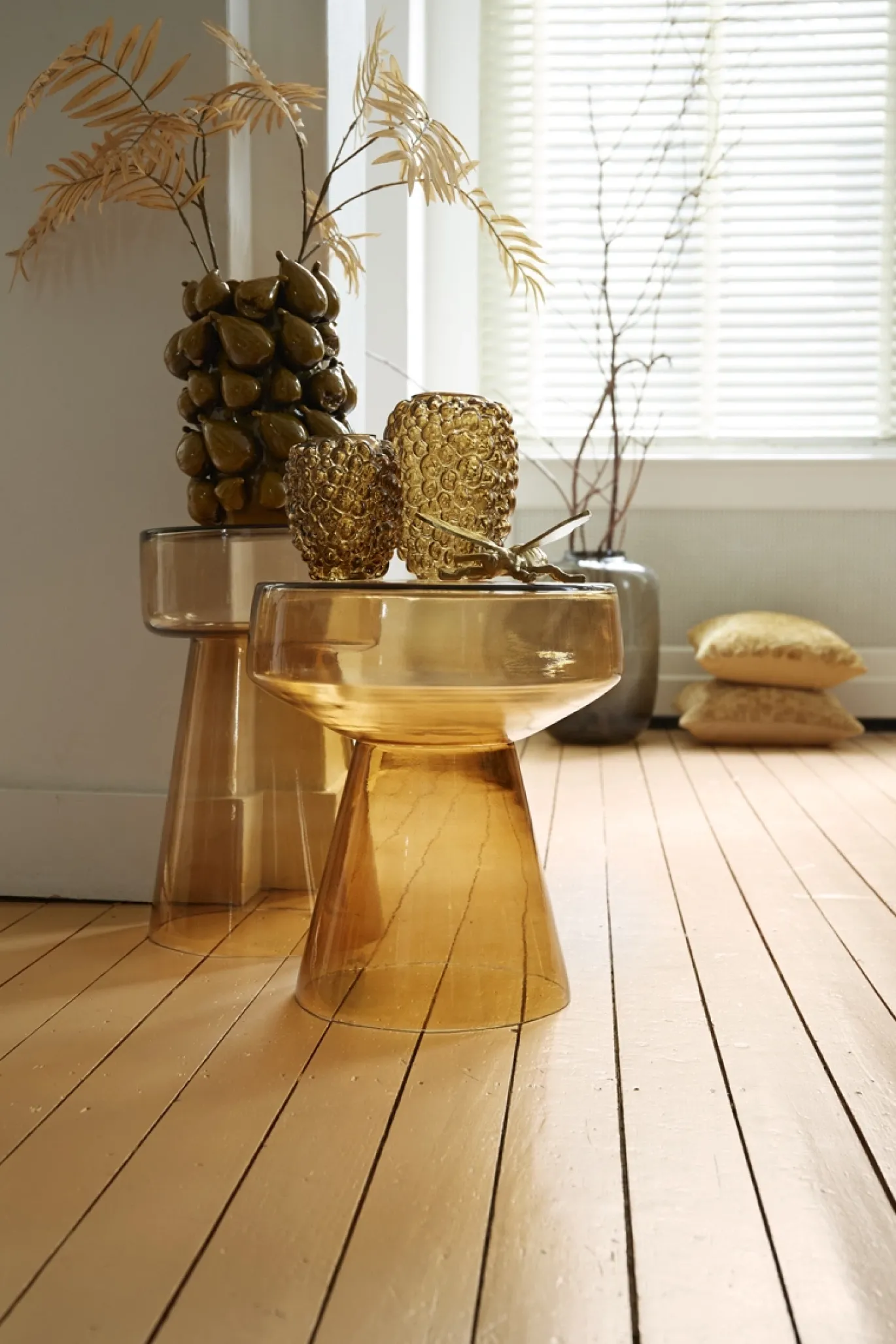 Light & Living Bijzettafel Dakwa Glas Okergeel Ø30cm