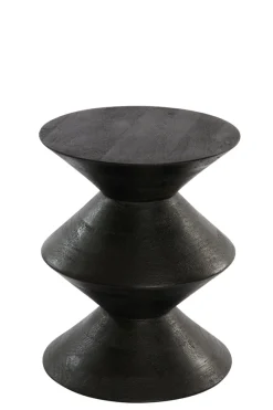 Light & Living Bijzettafel Larus Mangohout Mat Zwart Ø40cm