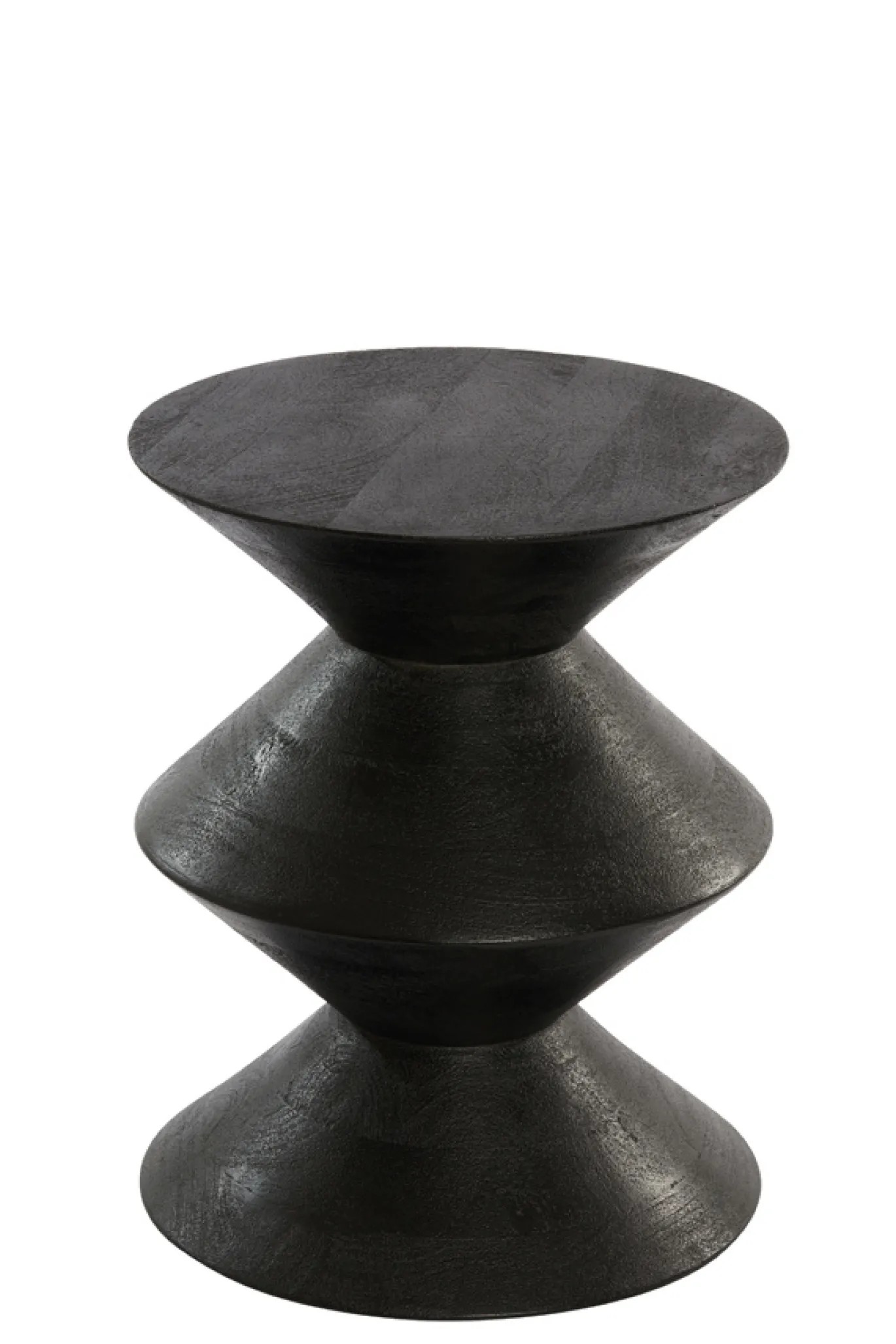 Light & Living Bijzettafel Larus Mangohout Mat Zwart Ø40cm