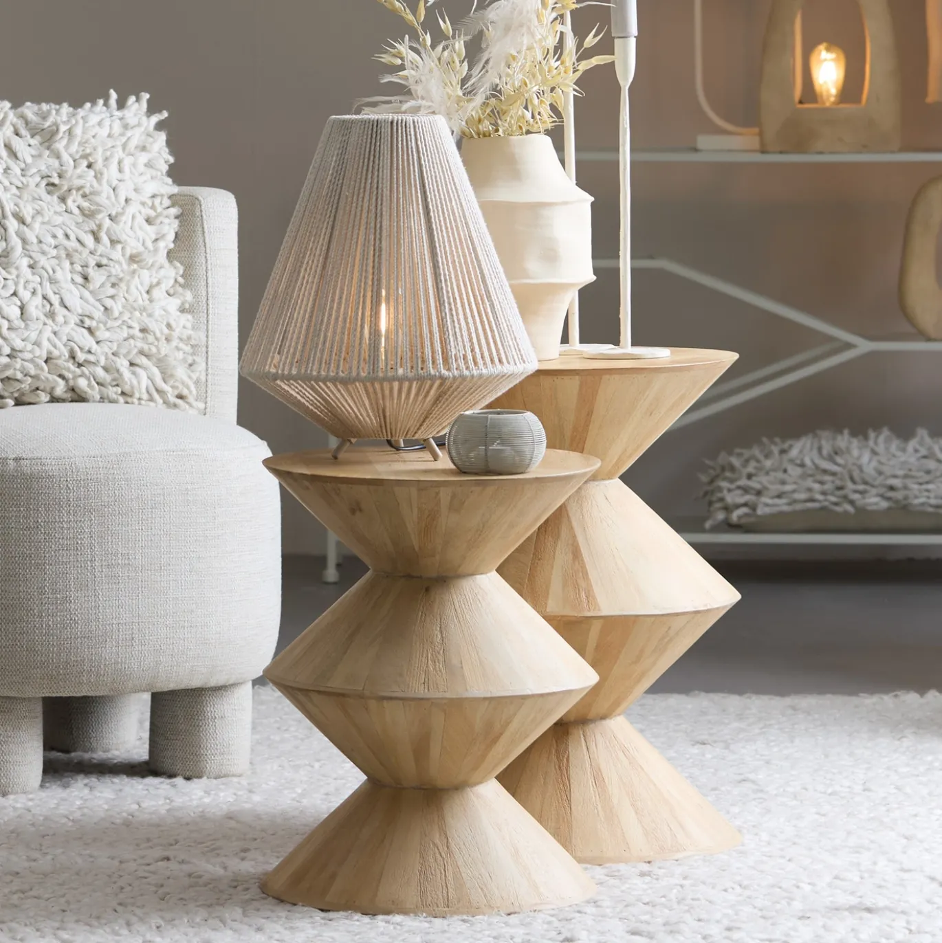 Light & Living Bijzettafel Larus Mangohout Ø40cm