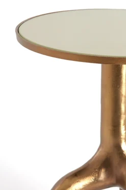 Light & Living Bijzettafel Mello Taupe/Brons Ø40cm