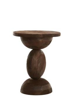 Light & Living Bijzettafel Mirto Walnoot Ø40cm