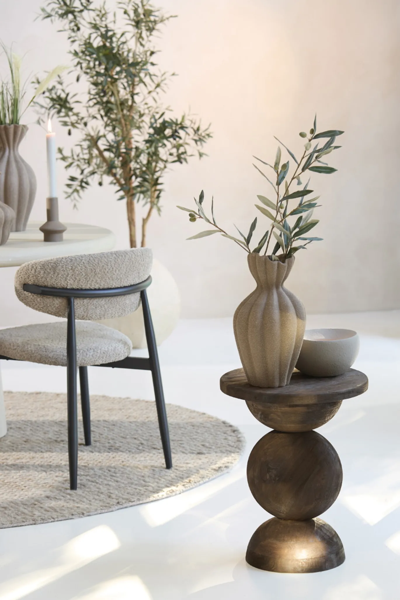 Light & Living Bijzettafel Mirto Walnoot Ø40cm