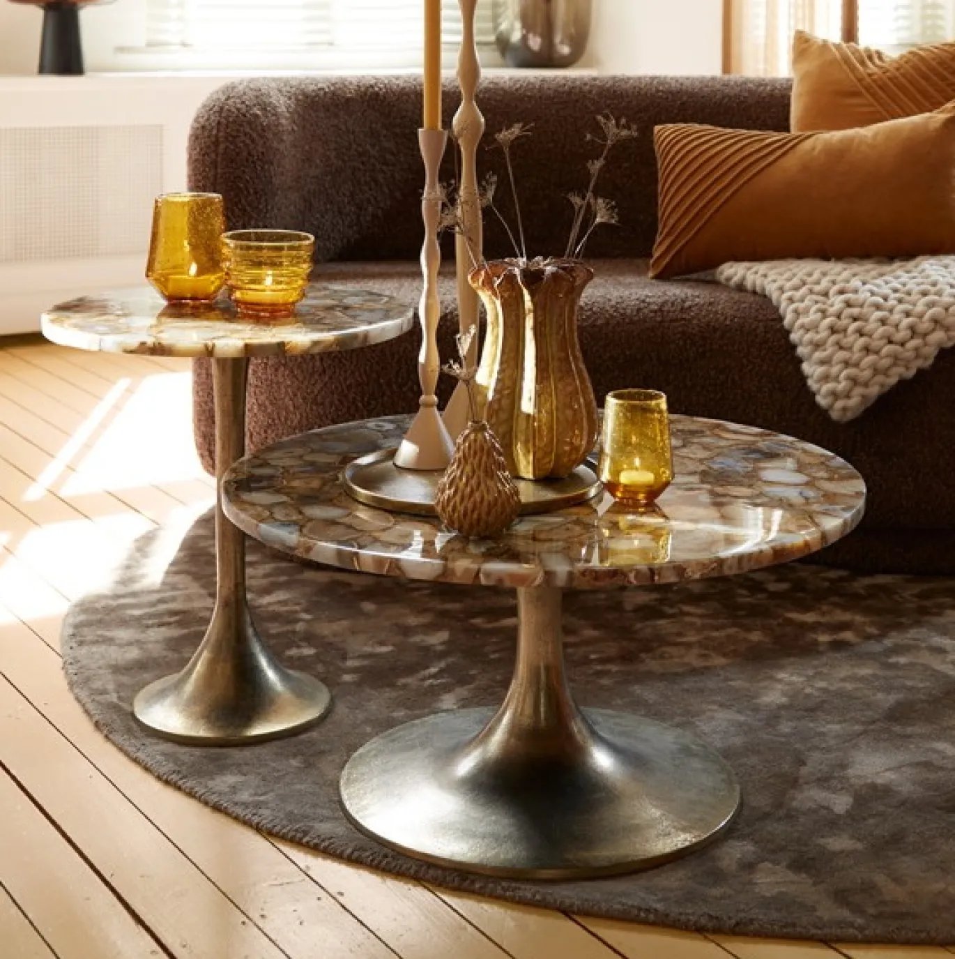 Light & Living Bijzettafel Rickerd Agaat Geel Ø48cm