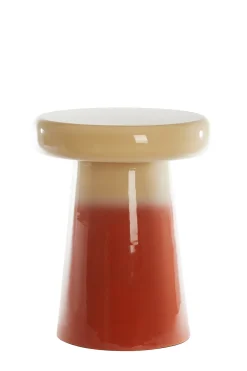 Light & Living Bijzettafel Sakiz Crème/Oranje Ø40cm