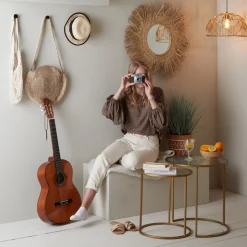 Light & Living Bijzettafel Set van 2 Duarte Glas Goud Ø40/Ø50cm