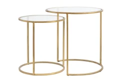 Light & Living Bijzettafel Set van 2 Duarte Glas Goud Ø40/Ø50cm
