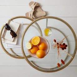 Light & Living Bijzettafel Set van 2 Duarte Glas Goud Ø40/Ø50cm