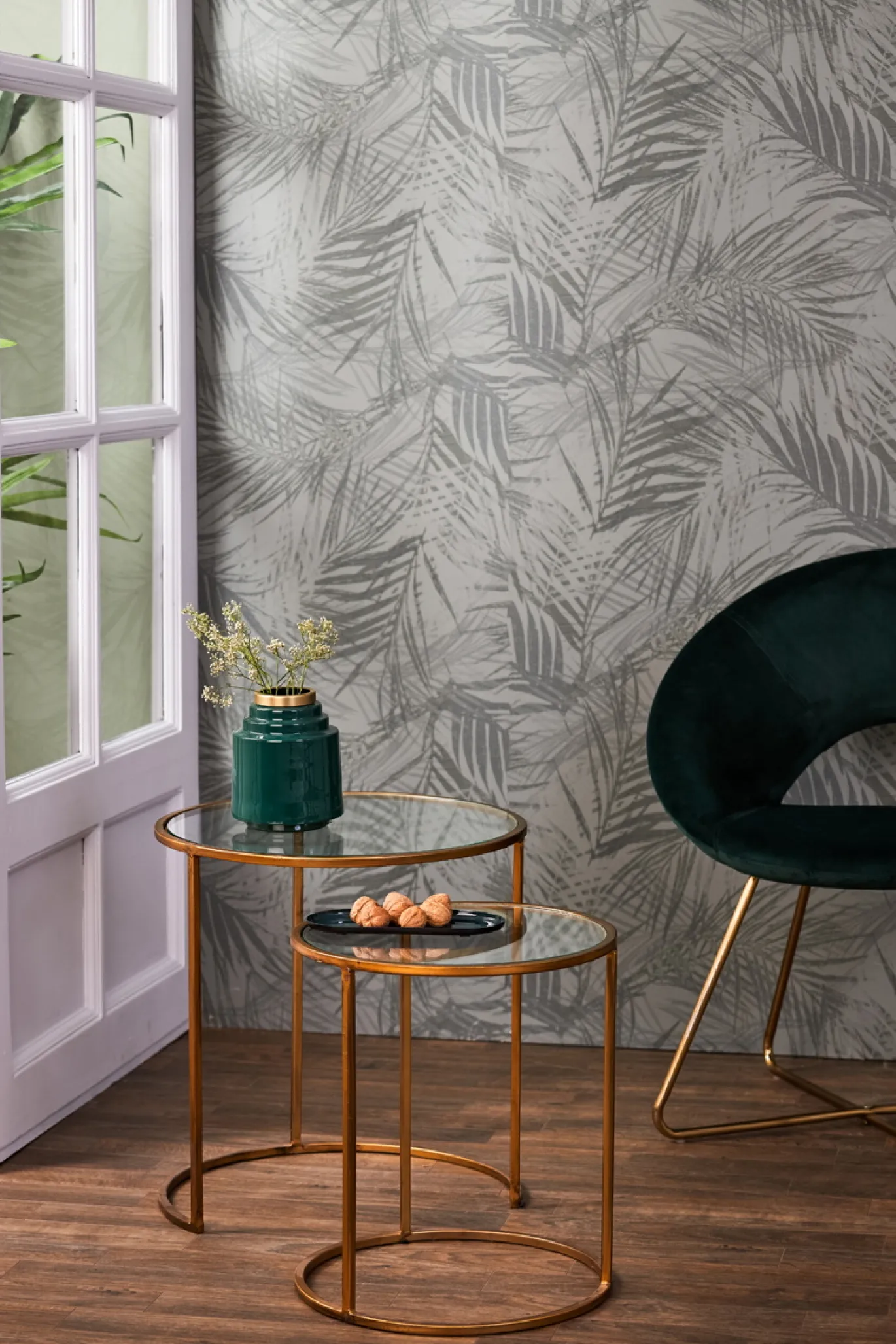 Light & Living Bijzettafel Set van 2 Duarte Glas Goud Ø40/Ø50cm