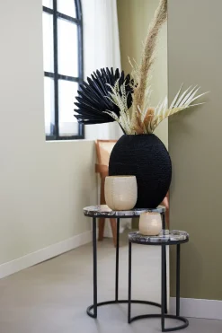 Light & Living Bijzettafel Set van 2 Axat Agaat Bruin/Zwart Ø28/Ø41cm