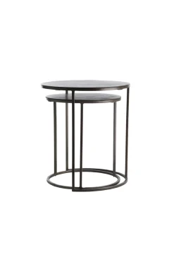 Light & Living Bijzettafel Talca Set van 2 Donkerbruin Ø41+Ø49cm