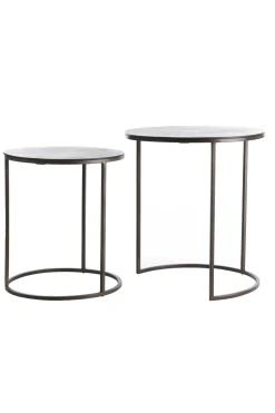 Light & Living Bijzettafel Talca Set van 2 Donkerbruin Ø41+Ø49cm