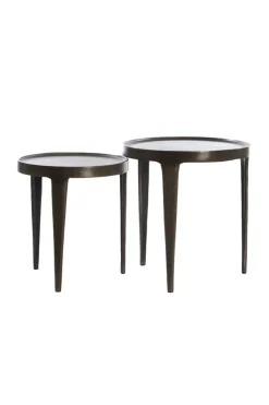 Light & Living Bijzettafel Tobias Set van 2 Donkerbruin Ø37+Ø43cm