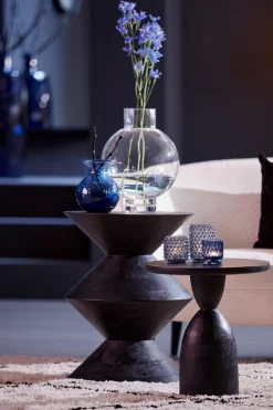 Light & Living Bijzettafel Torir Mangohout Mat Zwart Ø40cm