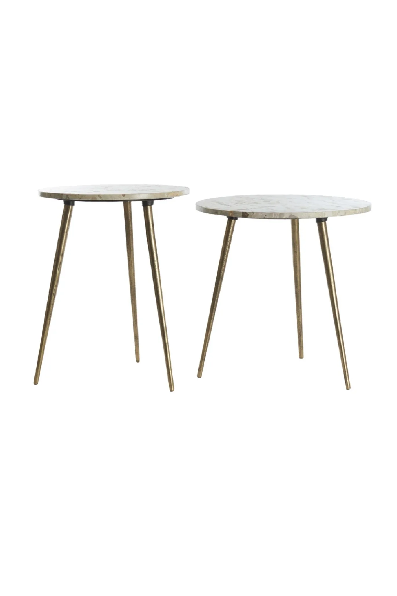 Light & Living Bijzettafel Zeca Marmer Taupe Set van 2