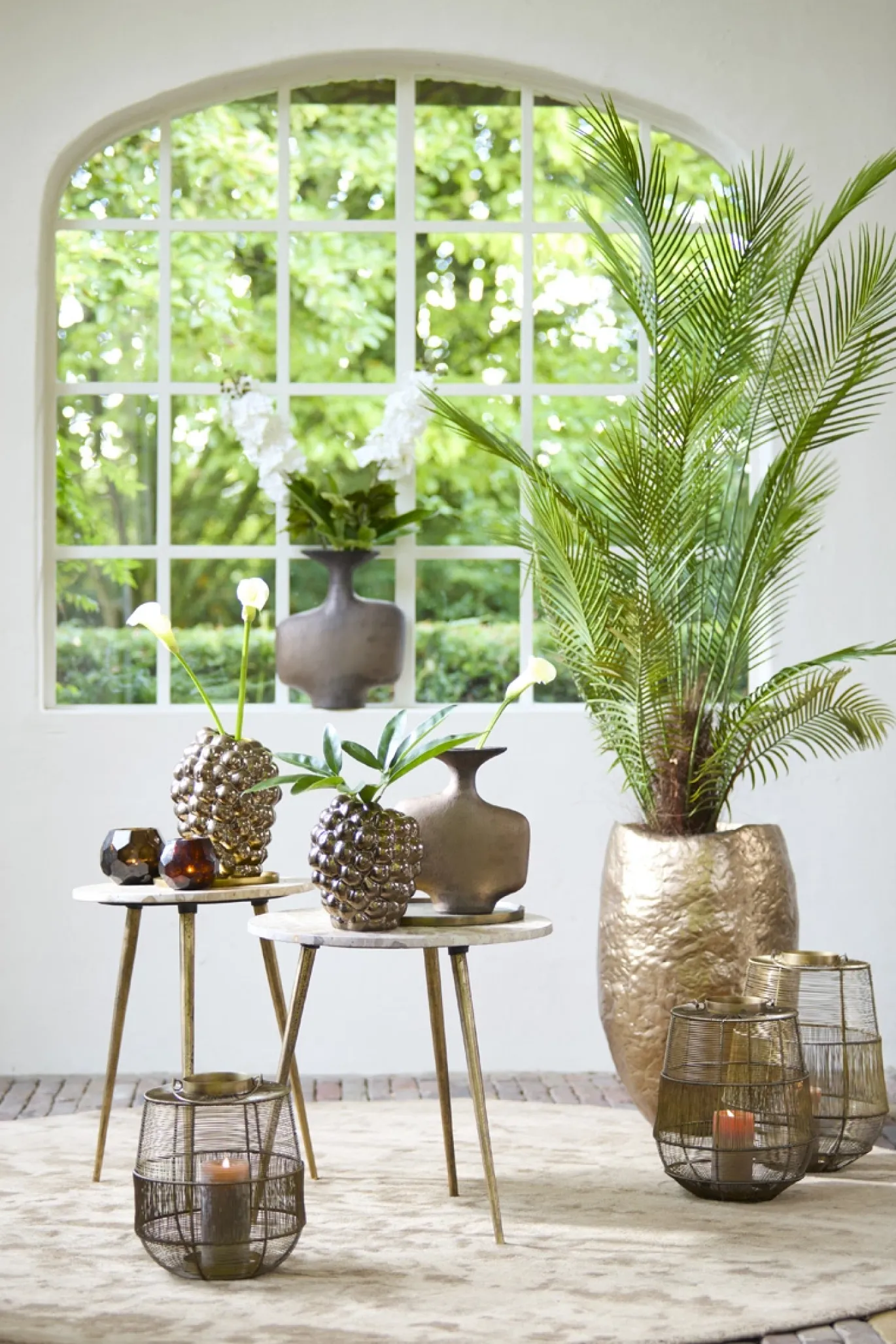 Light & Living Bijzettafel Zeca Marmer Taupe Set van 2