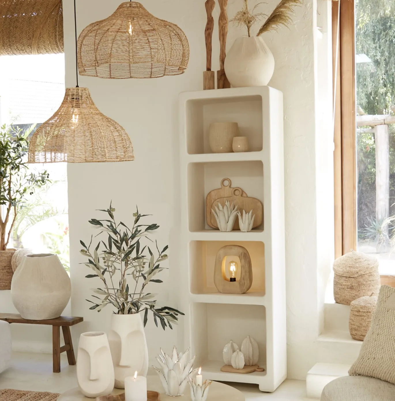 Light & Living Boekenkast Naluno Crème 60x190cm