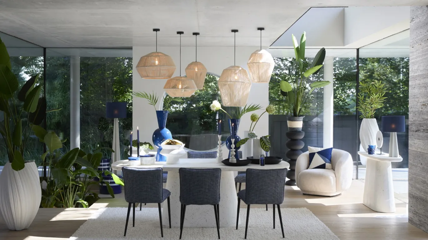 Light & Living Eettafel Hamura Terrazzo Wit 220cm