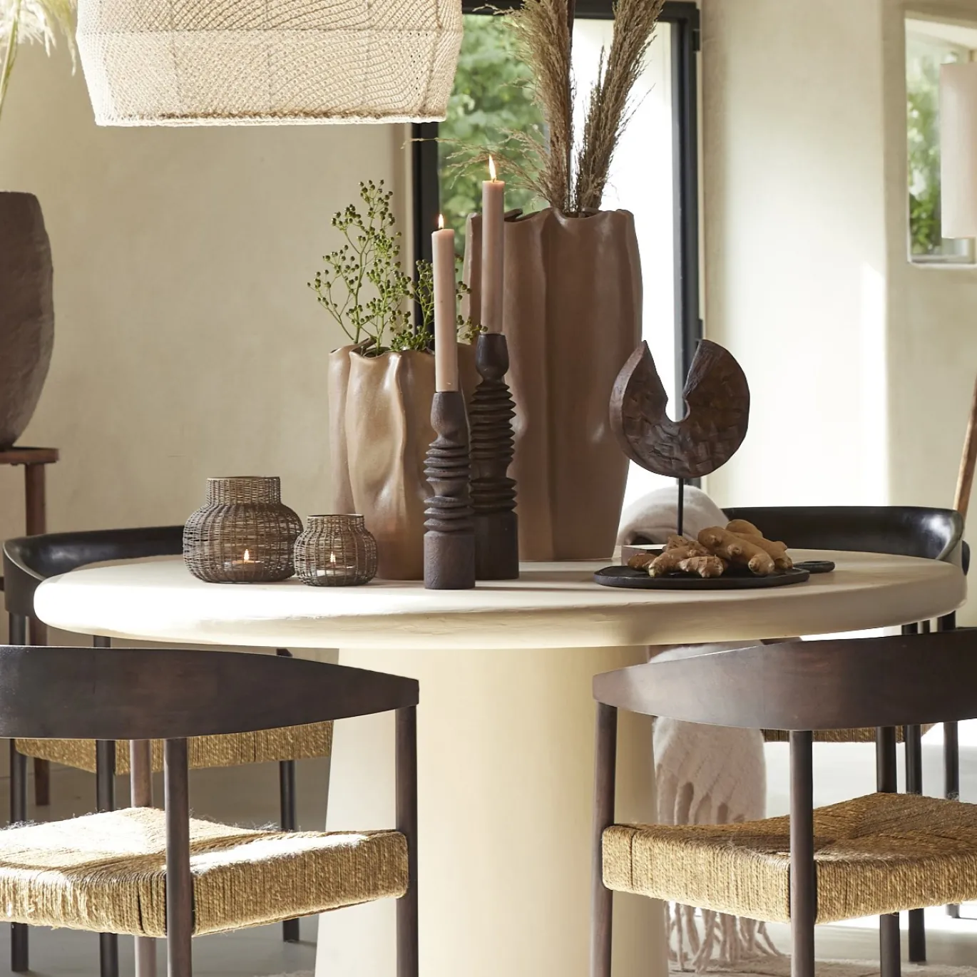Light & Living Eettafel Kulona Beige Ø140cm