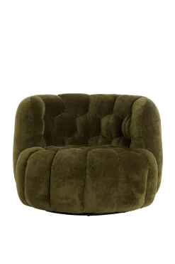 Light & Living Fauteuil Amara Velvet Olijfgroen