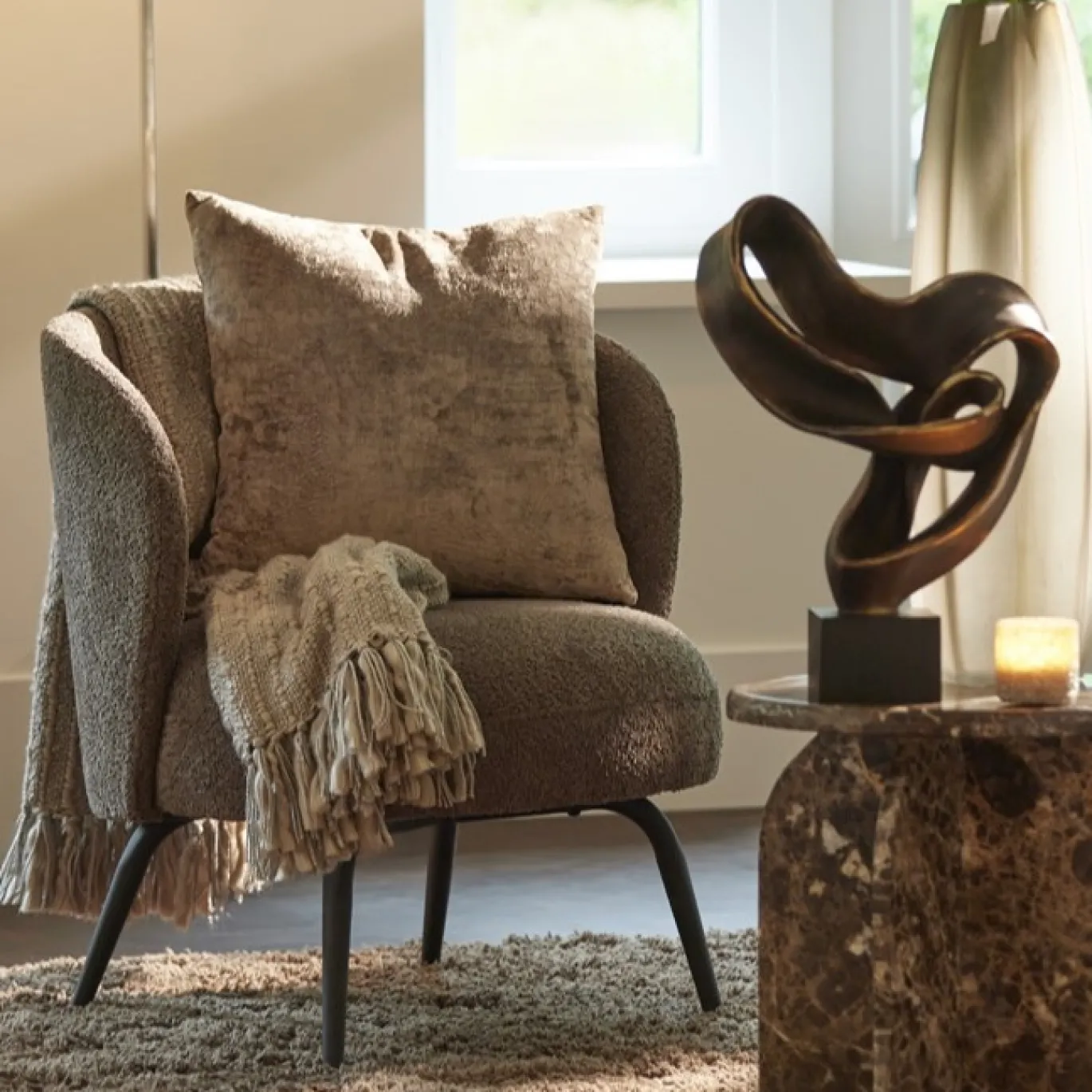 Light & Living Fauteuil Dieyda Bruin