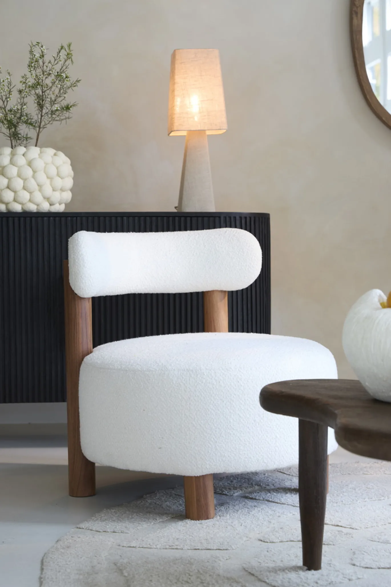 Light & Living Fauteuil Ferentino Bouclé Crème