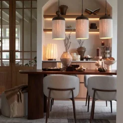 Light & Living Hanglamp Dania 3-Lichts Donkerbruin/Crème