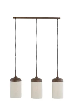 Light & Living Hanglamp Dania 3-Lichts Donkerbruin/Crème
