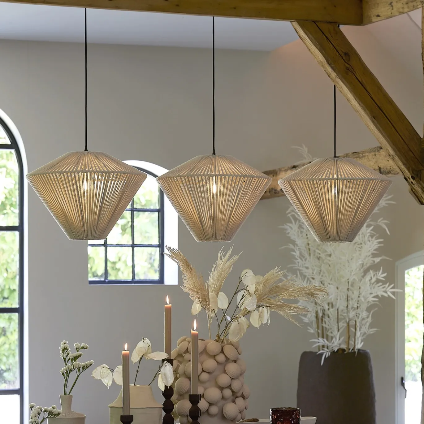 Light & Living Hanglamp Felida 3-Lichts Crème