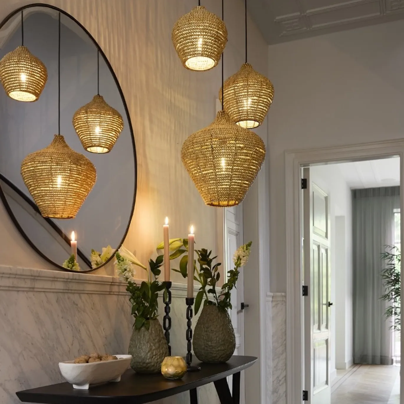 Light & Living Hanglamp Kalenga Kralen Naturel Ø28cm