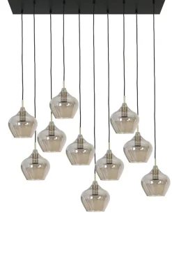 Light & Living Hanglamp 10-Lichts Rakel Antiek Brons/Smoke Glas 124cm