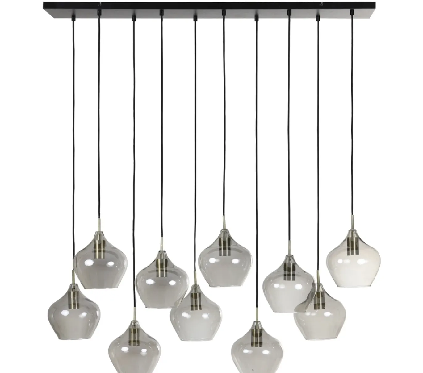 Light & Living Hanglamp 10-Lichts Rakel Antiek Brons/Smoke Glas 124cm