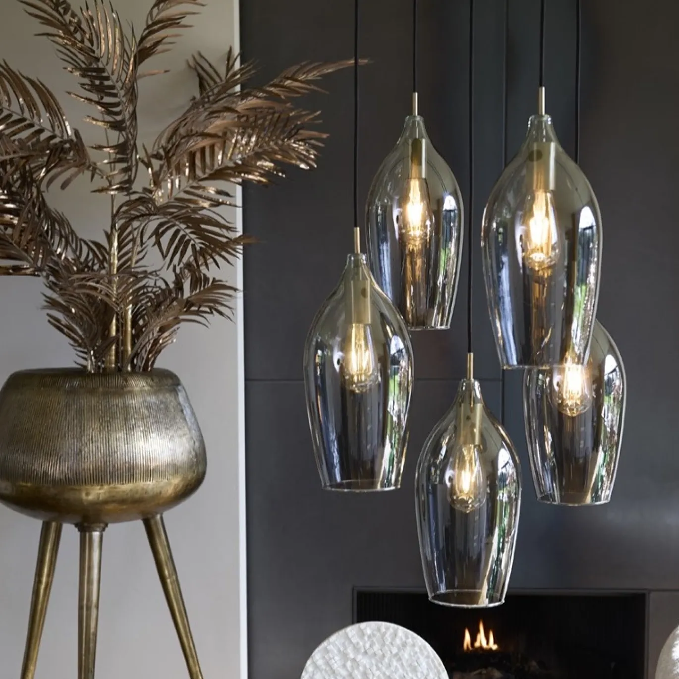 Light & Living Hanglamp Lukaro 5-Lichts Getrapt Smoke