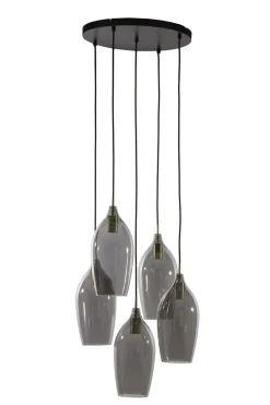 Light & Living Hanglamp Lukaro 5-Lichts Getrapt Smoke