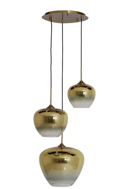 Light & Living Hanglamp Mayson 3-Lichts Glas Goud 160cm