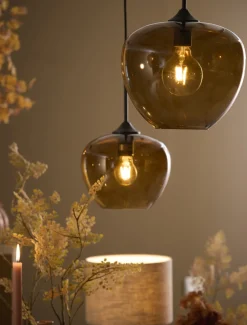 Light & Living Hanglamp Mayson Bruin Glas Ø23cm