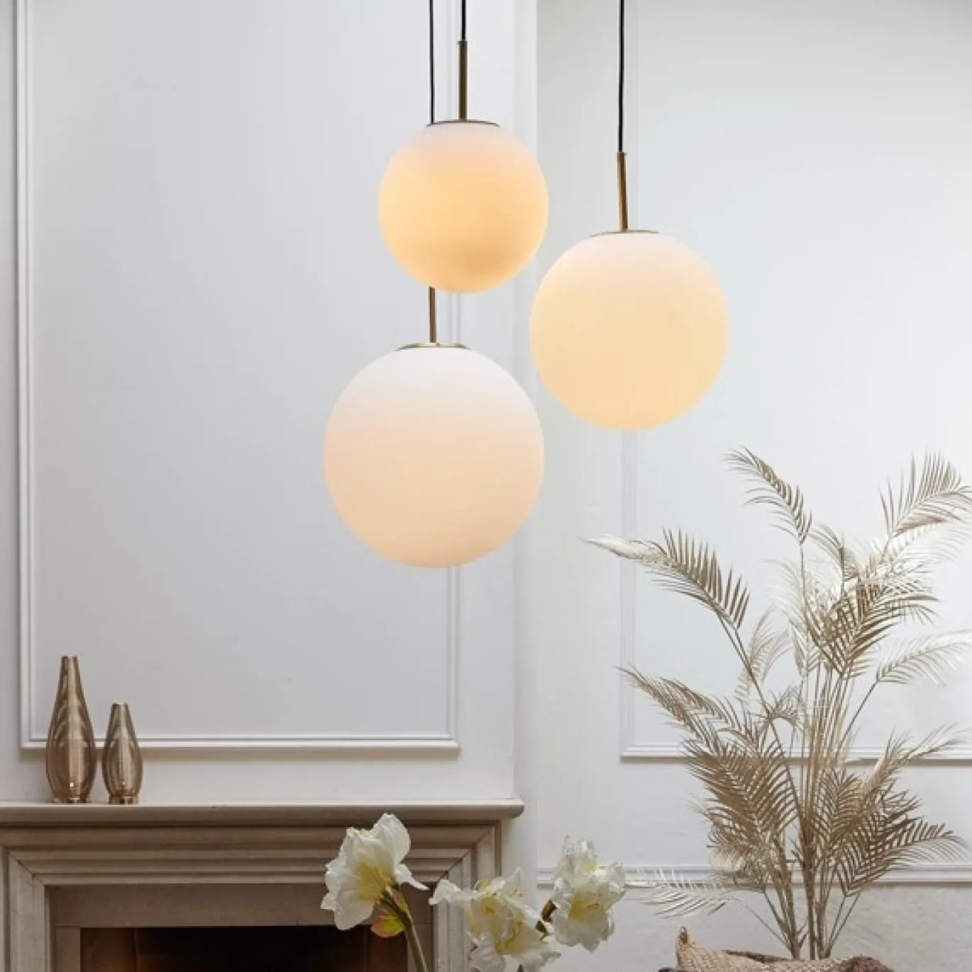 Light & Living Hanglamp Medina Glas Mat Wit Ø25cm