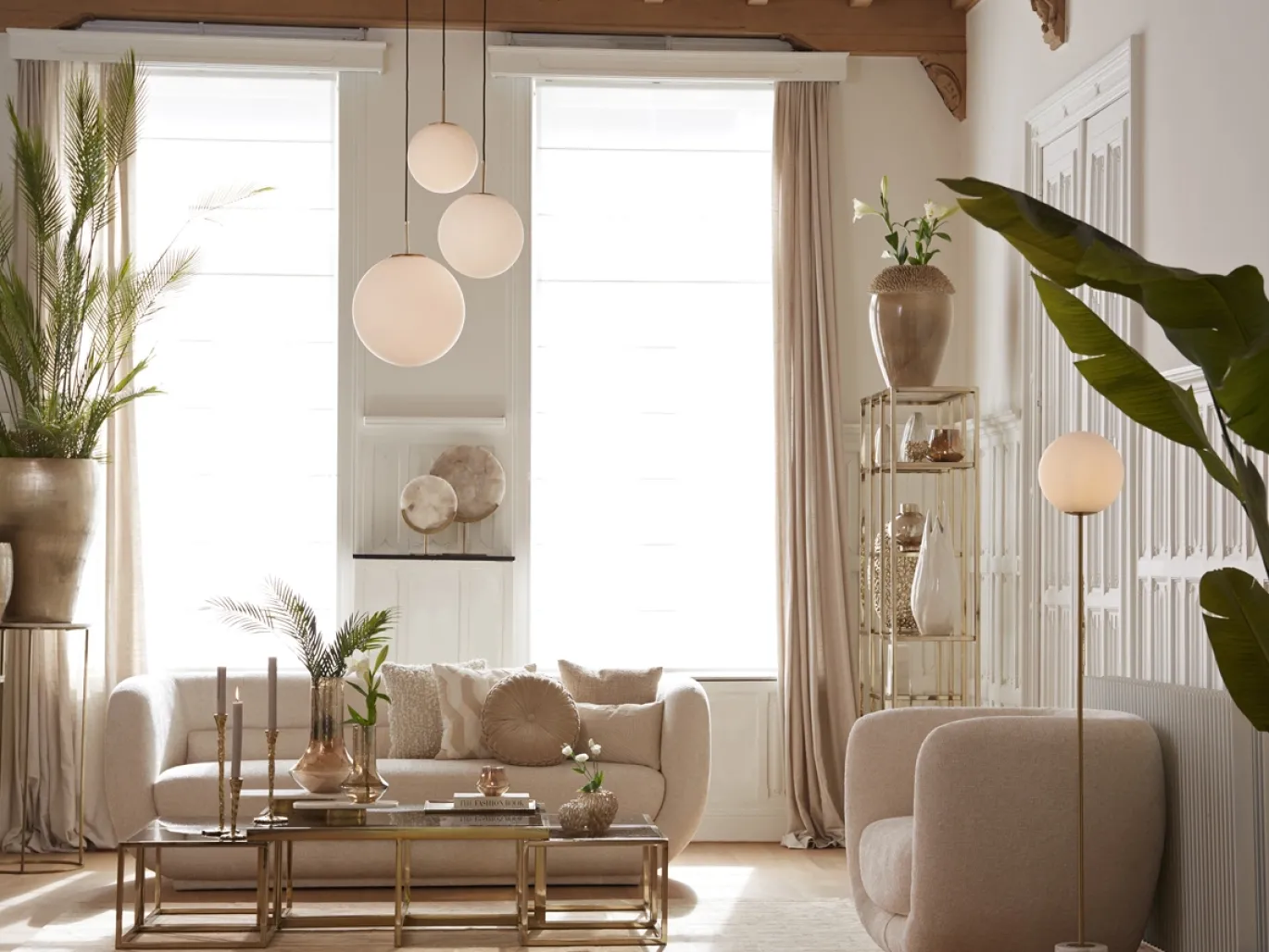 Light & Living Hanglamp Medina Glas Mat Wit Ø25cm