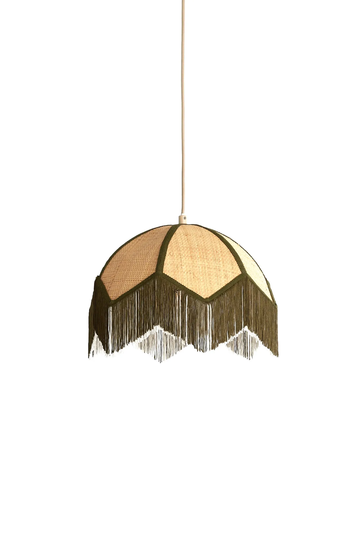 Light & Living Hanglamp Sulina Raffia Naturel/Groen Ø35cm