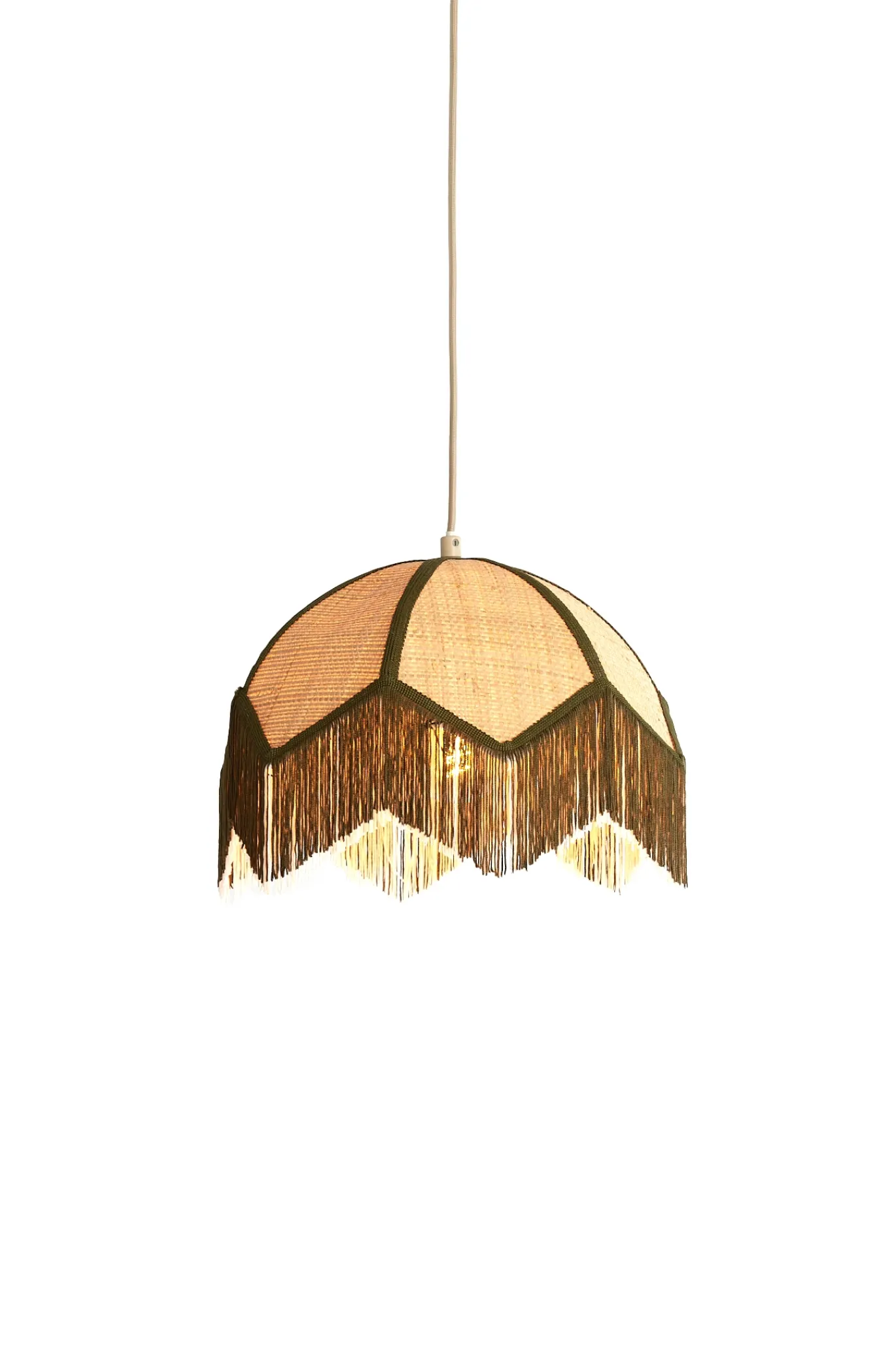 Light & Living Hanglamp Sulina Raffia Naturel/Groen Ø35cm