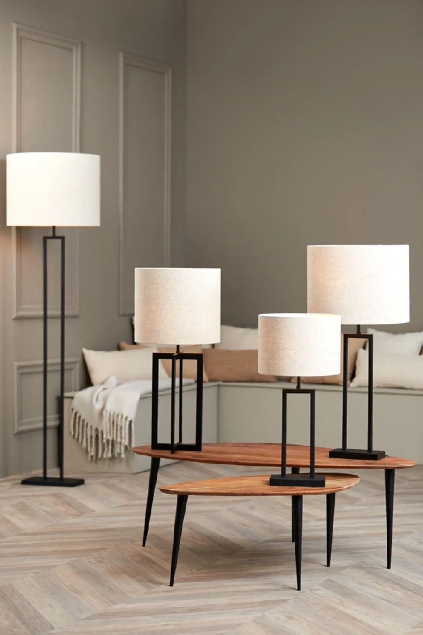Light & Living Lampenkap Livigno Rond Naturel Ø50cm