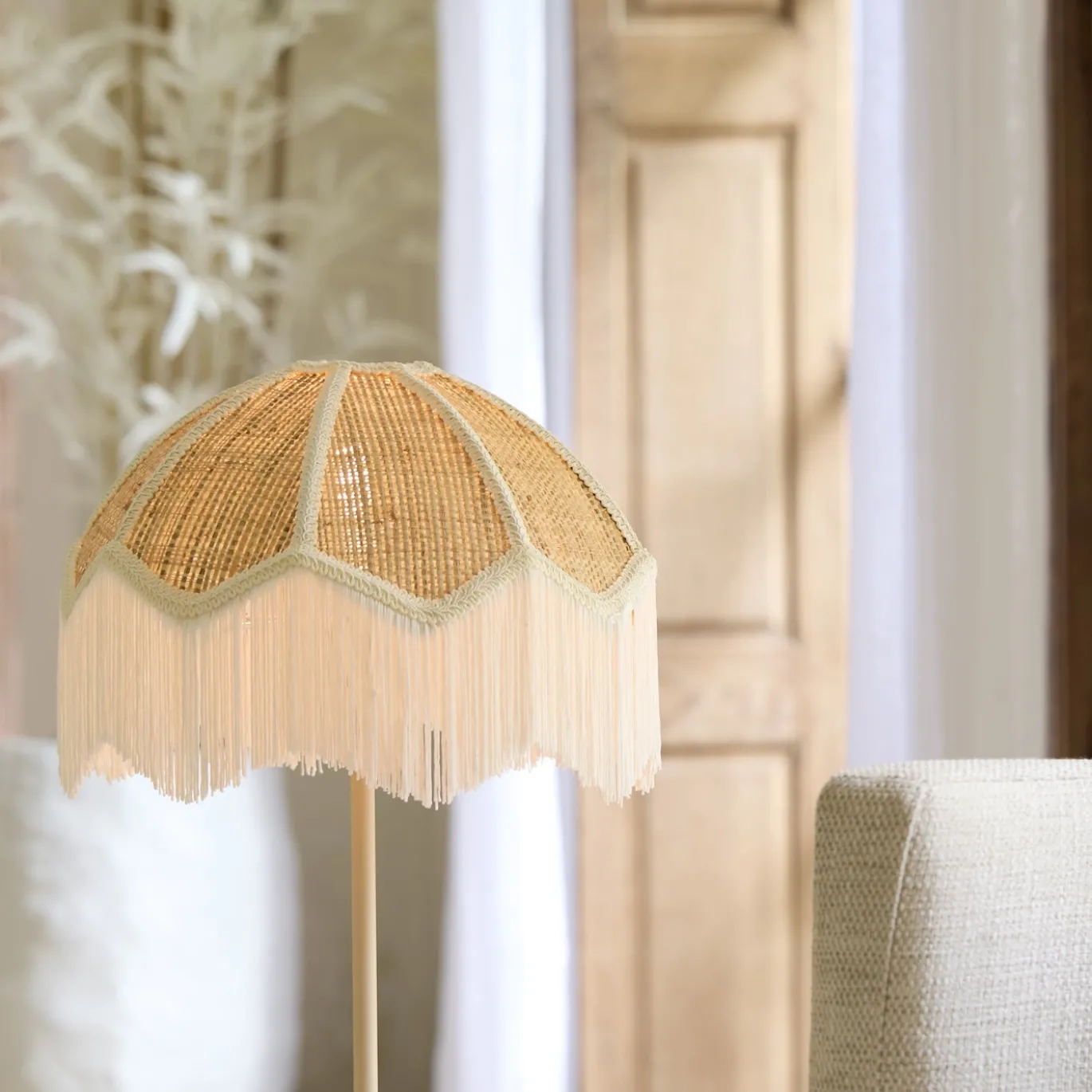 Light & Living Lampenkap Malacia Raffia Naturel/Crème Ø35cm