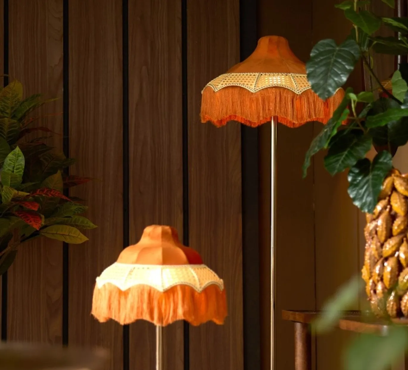 Light & Living Lampenkap Mizia Velvet Oranje Ø45cm