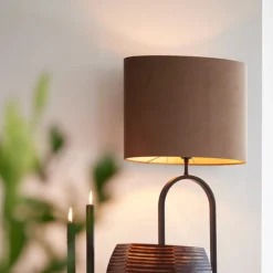 Light & Living Lampenkap Velours Ovaal Chocolade Bruin S