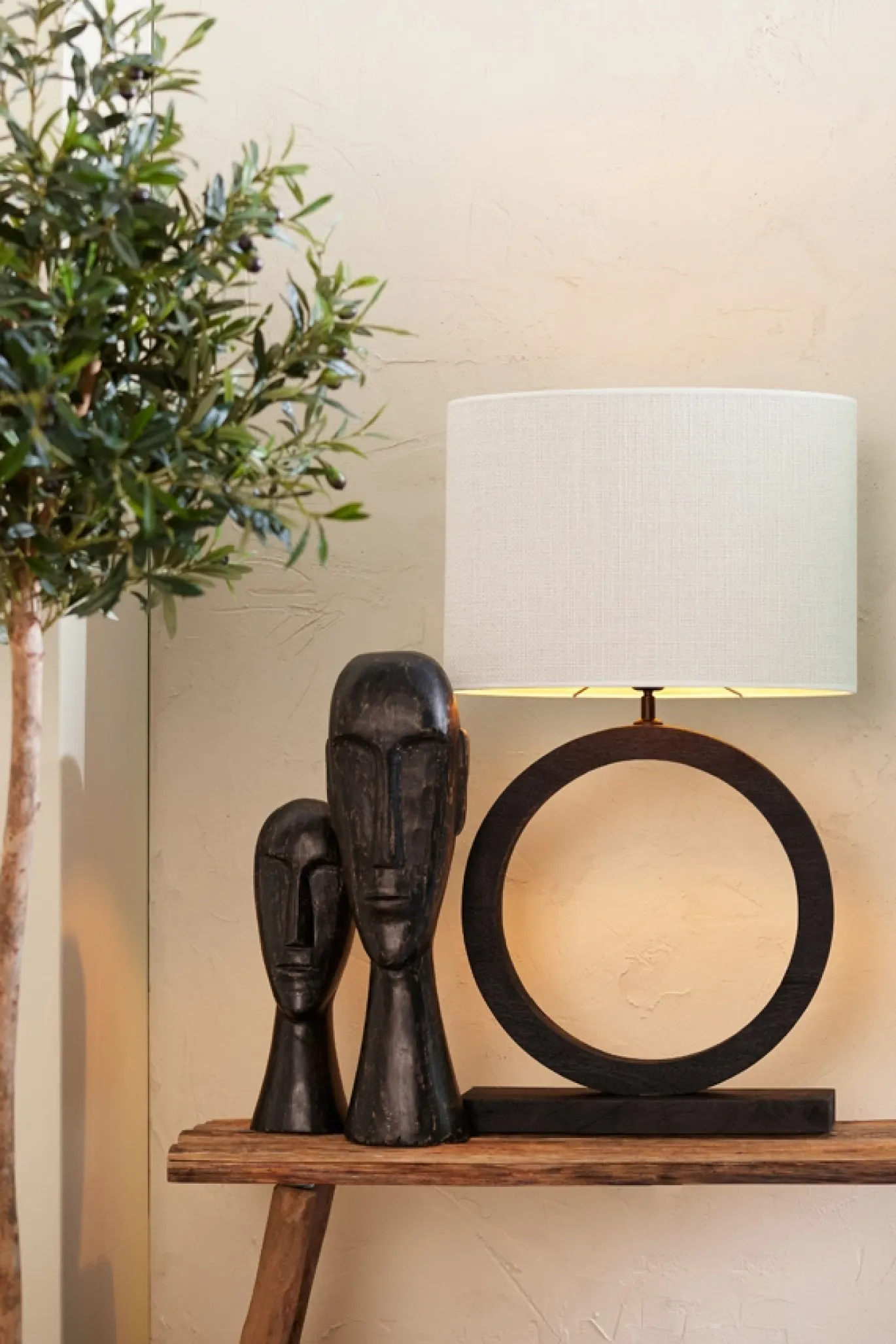 Light & Living Lampvoet Tinar Mangohout Mat Zwart 55cm