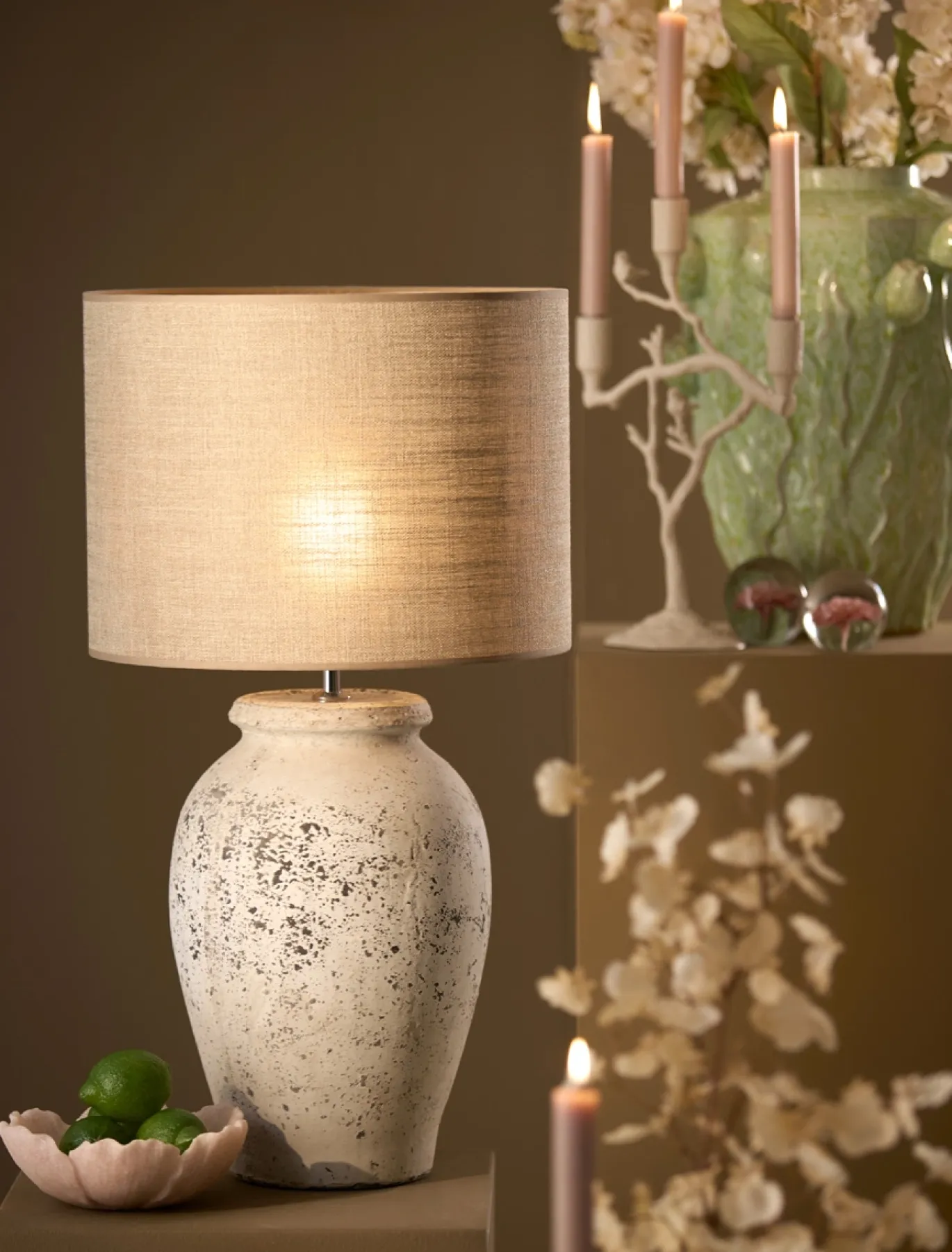 Light & Living Lampvoet Vulsini Antiek Grijs Ø28x50cm