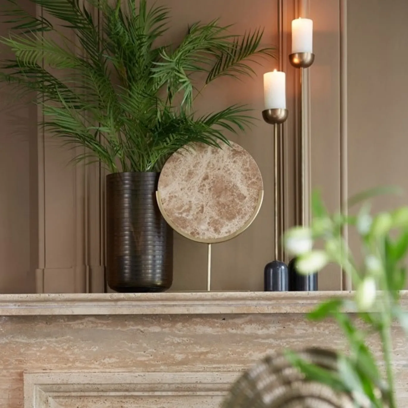 Light & Living Ornament Moreno Op Voet Marmer Bruin 51cm