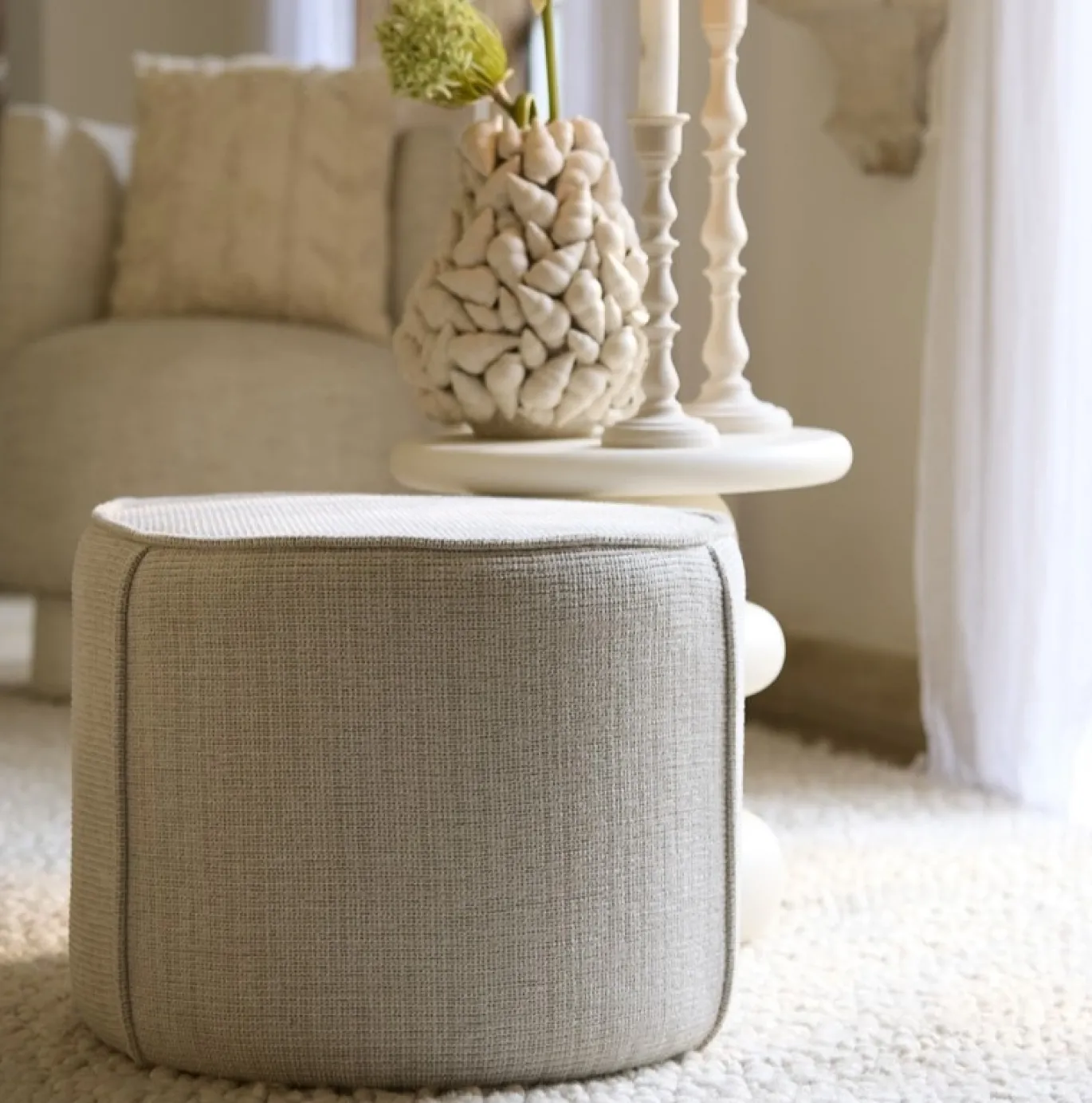 Light & Living Poef Domoni Beige Ø50cm
